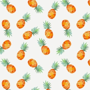 Summer fruit - Watercolor Pineapples white M