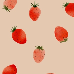 Summer fruit - watercolor strawberries peach L