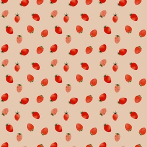 Summer fruit - watercolor strawberries peach S