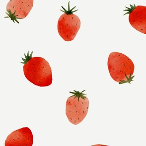 Summer fruit - watercolor strawberries white L