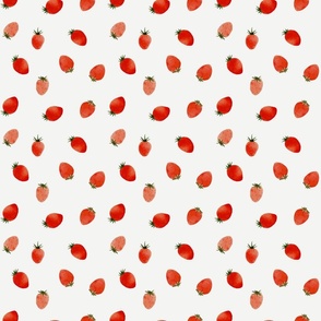 Summer fruit - watercolor strawberries white S