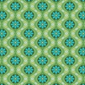 Bradbury _ Bradbury's retro style wallpaper in Sea of Green1960's miniature size for dollhouse