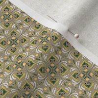 Abstract Floral Tile in Sage with White, Light Peach and Green Earth Tones  // Small