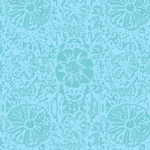 12" Aqua/Teal Block Print Floral