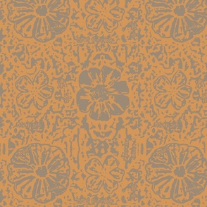 12" Curry/Taupe Floral Block Print
