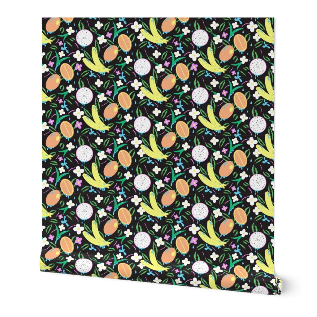 JuicyTropical Fruit in a retro 70's palette in black!