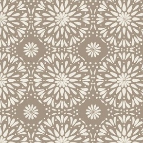 Doilies_Creamy White, Khaki Brown_Mandala Decorative Tile