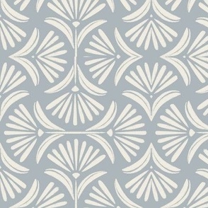 Flower Ogee_Creamy White_French Grey Blue_Hand Painted Floral