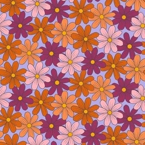 Small Autumn Daisies on Periwinkle Blue for Halloween