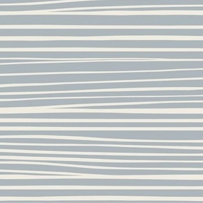 Hand Drawn Horizontal Stripes | Creamy White, French Grey Blue | Coastal Contemporary 02