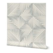Line Quilt | Creamy White,  Marble Blue | Abstract Cheater Quilt Geometric