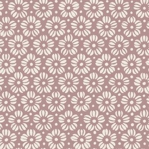 Little Flowers_Creamy White, Dusty Rose Pink_Hand Drawn Tight Blender Floral 02