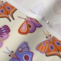 Small Magical Moths on Cream White for Autumn and Halloween