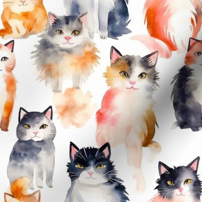 Cute Watercolor Cats Kittens