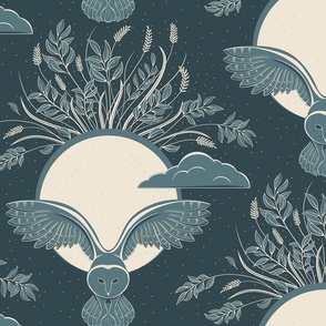 Night Owl | Midnight Blue and Ecru | Wallpaper and Home Decor