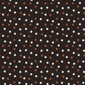 Polka Dots Scattered Orange and Cream on Black small