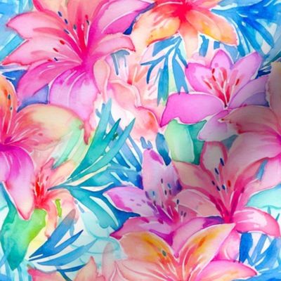 Colorful Hawaiian Flowers Tropical Print