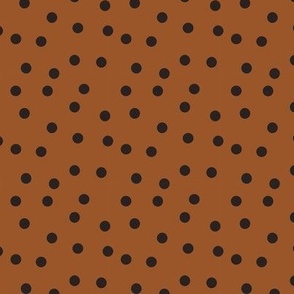 Polka Dots Scattered Black on Orange medium