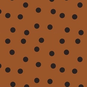 Polka Dots Scattered Black on Orange large