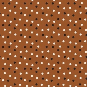 Polka Dots Scattered Black and Cream on Orange small