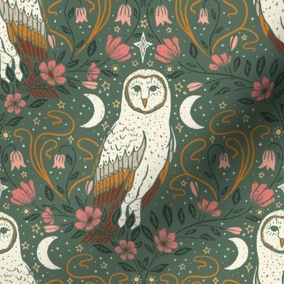 Barn Owls - Birds of Prey Damask - Jumbo Scale