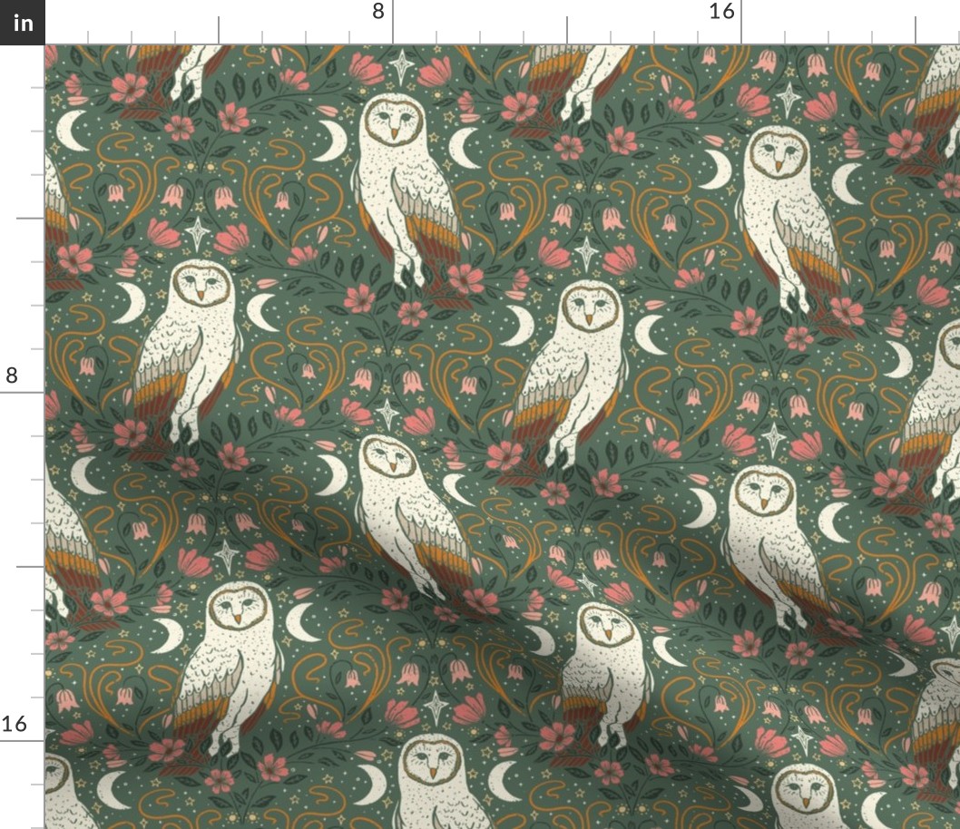 Barn Owls - Birds of Prey Damask - Jumbo Scale