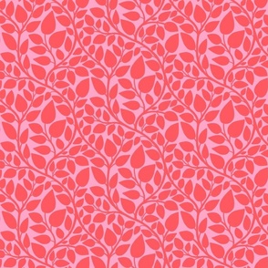 Vining Leaves Silhouette in Coral and Pink 6”