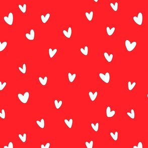 White Hearts with Red BG