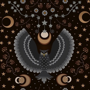 A Wise Owl, Stars and a Mysterious Moon - very large scale