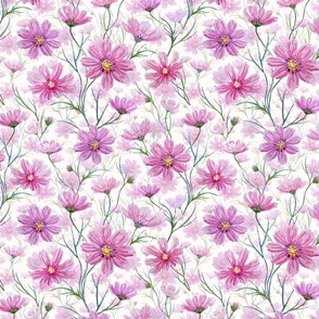 Cosmos soft pink watercolor floral