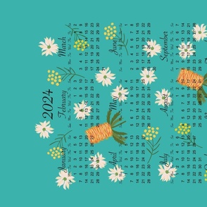 2024 Tea Towel Calendar - Australian Flowers - Wattle and Bottlebrush