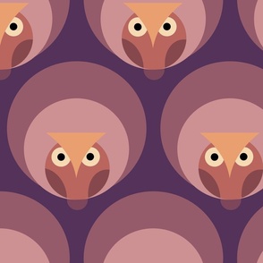 70s owl cozy minimal moody purple wallpaper -medium