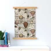 The Americas Antique World Map Steampunk Hot Air Balloon Vintage Travel Pattern Medium Scale