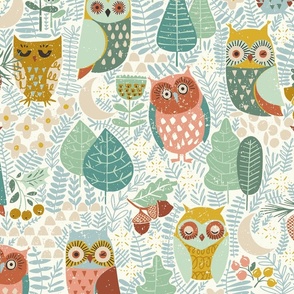 Kids Woodland Owls - M