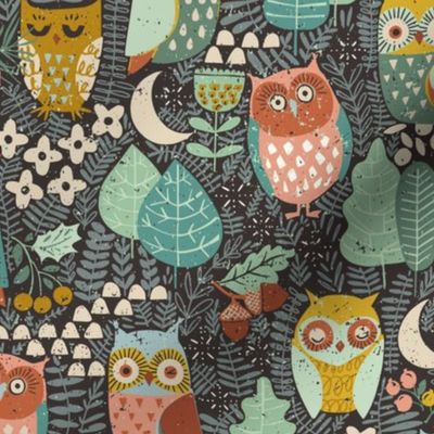 Kids Woodland Owls by night - S