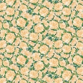 Tiny rectangular swatch cream roses and monstera  4x2.67in repeat