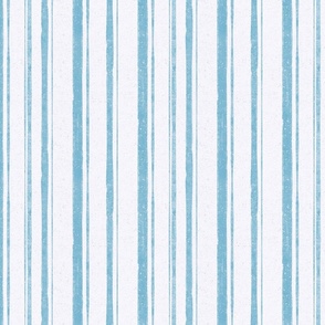 Hand drawn medium scale sky blue vertical multiline stripe with splatter texture