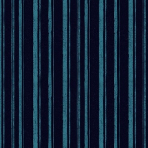 Hand drawn medium scale scale blue  vertical multiline stripe with splatter texture on black