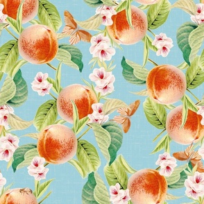 Peaches and Blossoms  and Pollinators Blue
