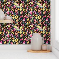 Tropical fruits mix Fresh watercolor Multicolor Black Medium