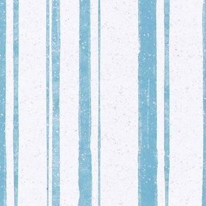 Hand drawn large scale sky blue vertical multiline stripe with splatter texture