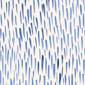 Rain texture in hand-painted watercolor | Delft blue on cream | 24"