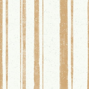 Hand drawn large scale earth tone tan vertical multiline stripe with splatter texture