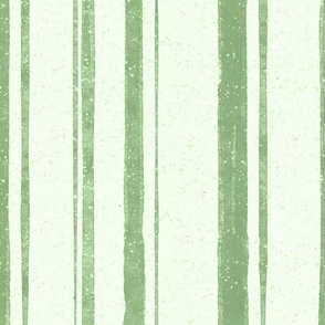 Hand drawn large scale olive green vertical multiline stripe with splatter texture