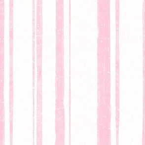 Hand drawn large scale pink vertical multiline stripe with splatter texture