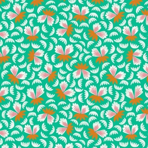 Tropical Floral Small / Floral Tropical Scatter / Block Print / Vintage Inspired