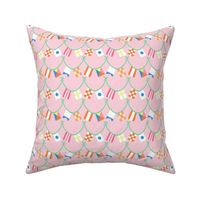 Colorful Rainbow Preppy Nautical Flags - Pink Background