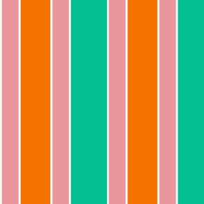 Tropical Stripes Large / Bold Modern Colors / Green Pink and Orange / Fun Stripes