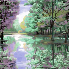 Timeless Forest - Lilac/Green - Wallpaper - New for 2023