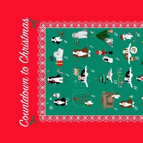 Countdown Advent Calendar Bearded Collie Tea Towel Red Green Dogs